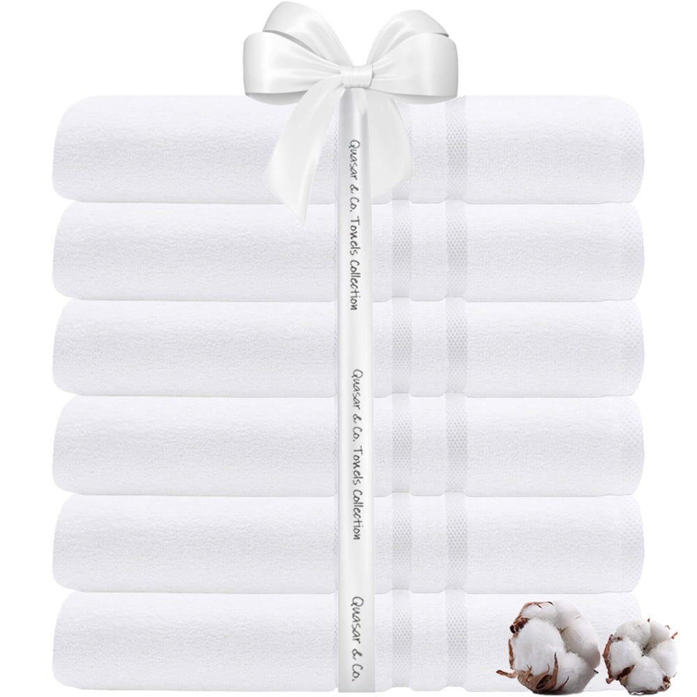 Set 6 prosoape baie Quasar & Co.®, 100% bumbac, 450 g/mp, 70 x 140 cm, alb