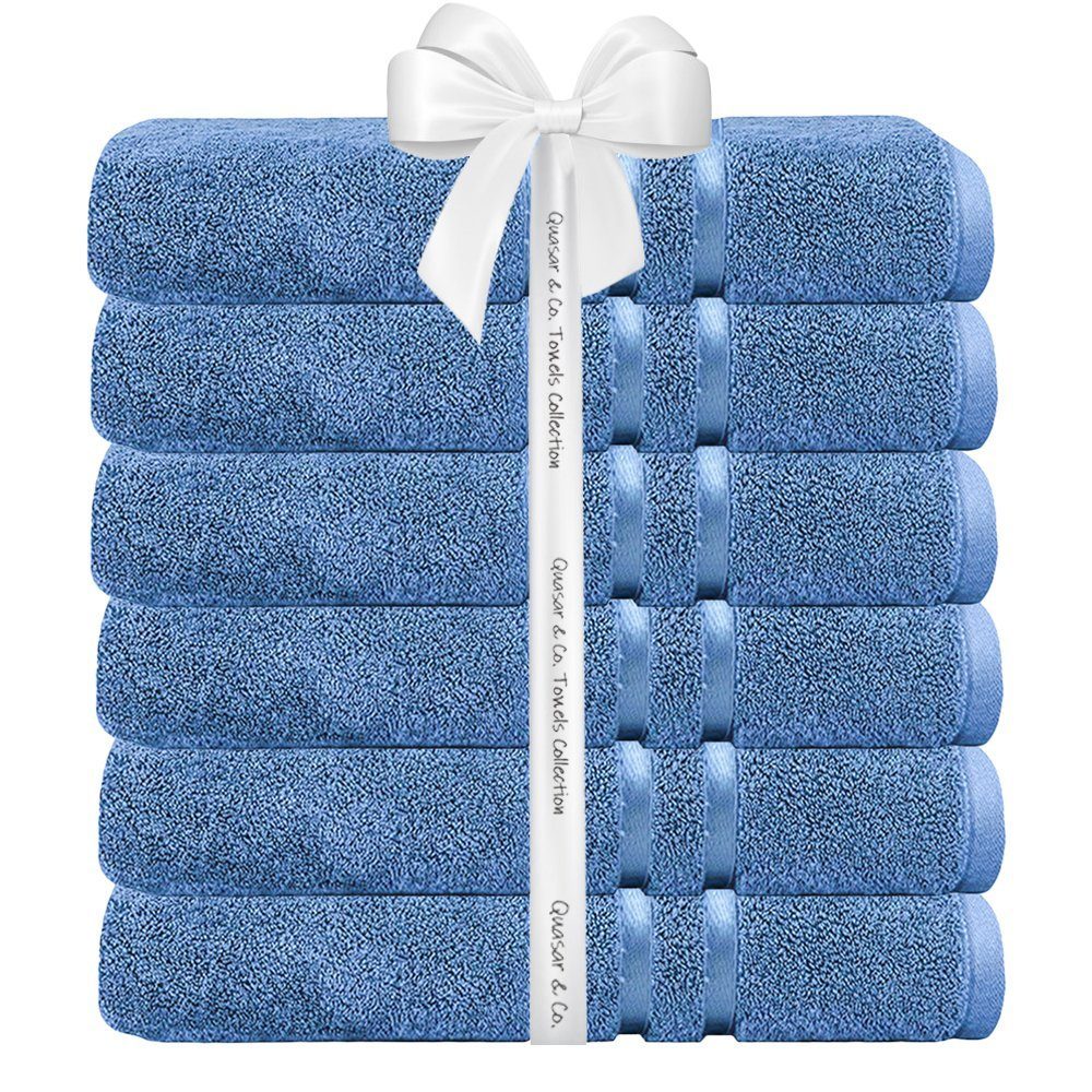 Set 6 prosoape baie Quasar & Co.®, 100% bumbac, 450 g/mp, 50 x 90 cm, albastru 3