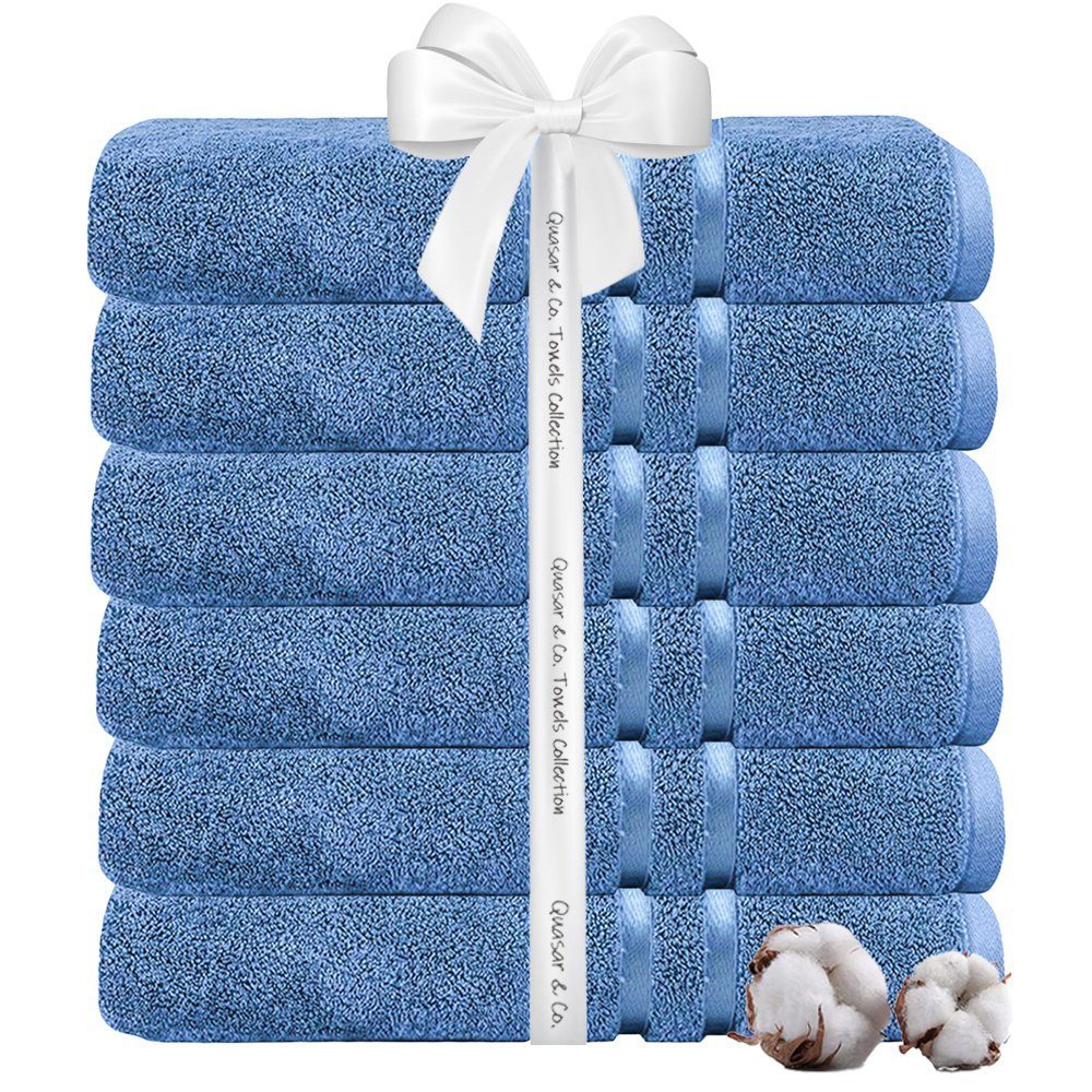 Set 6 prosoape baie Quasar & Co.®, 100% bumbac, 450 g/mp, 50 x 90 cm, albastru