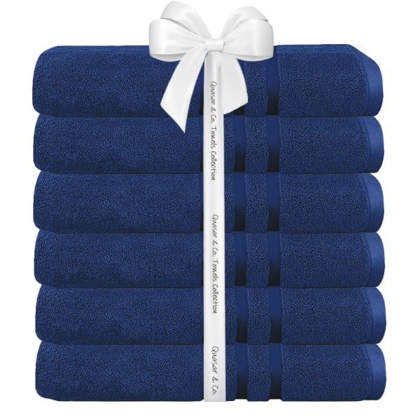 Set 6 prosoape baie Quasar & Co.®, 100% bumbac, 450 g/mp, 50 x 90 cm, albastru royal - imagine 3