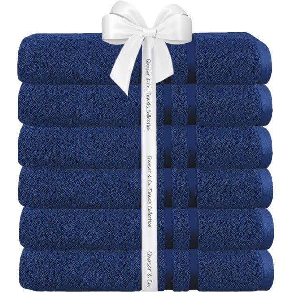 Set 6 prosoape baie Quasar & Co.®, 100% bumbac, 450 g/mp, 70 x 140 cm, albastru royal - imagine 3