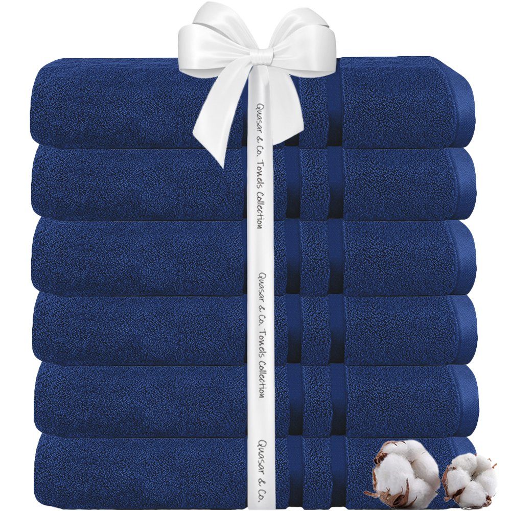42026078-3 Set 6 prosoape baie Quasar & Co.®, 100% bumbac, 450 g/mp, 70 x 140 cm, albastru royal