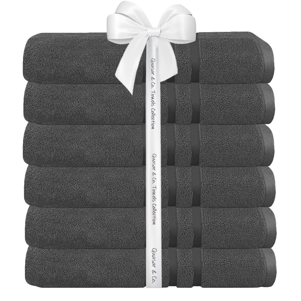 Set 6 prosoape baie Quasar & Co.®, 100% bumbac, 450 g/mp, 50 x 90 cm, gri 3