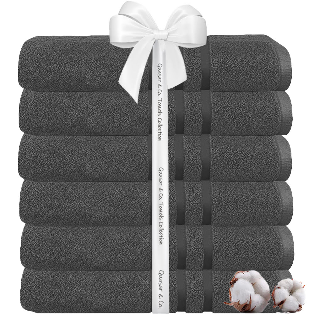 42026080-3 Set 6 prosoape baie Quasar & Co.®, 100% bumbac, 450 g/mp, 70 x 140 cm, gri
