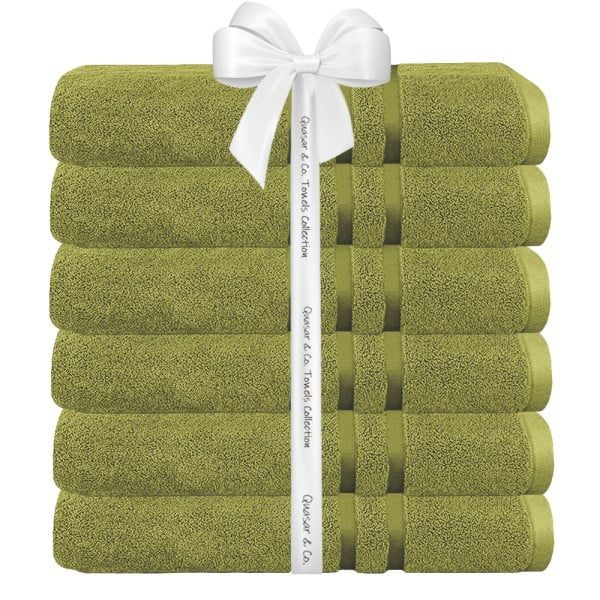 Set 6 prosoape baie Quasar & Co.®, 100% bumbac, 450 g/mp, 50 x 90 cm, verde lime - imagine 3