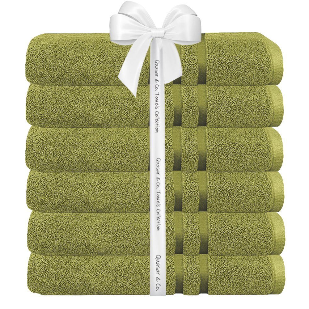 Set 6 prosoape baie Quasar & Co.®, 100% bumbac, 450 g/mp, 50 x 90 cm, verde lime 3