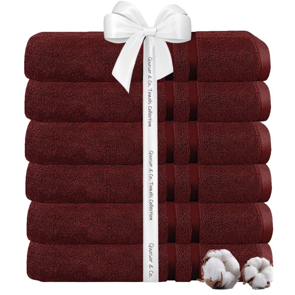 Set 6 prosoape baie Quasar & Co.®, 100% bumbac, 450 g/mp, 50 x 90 cm, visiniu