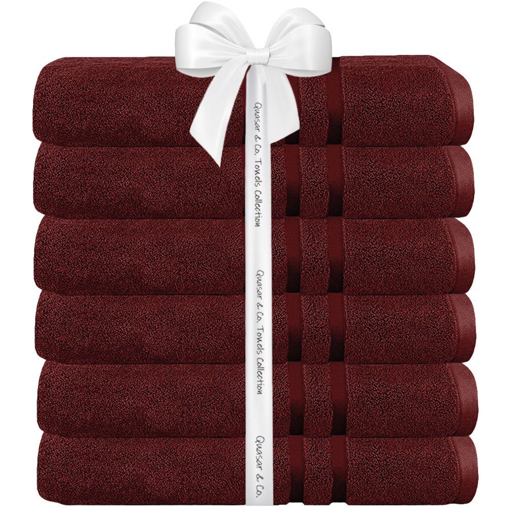 Set 6 prosoape baie Quasar & Co.®, 100% bumbac, 450 g/mp, 70 x 140 cm, visiniu 3