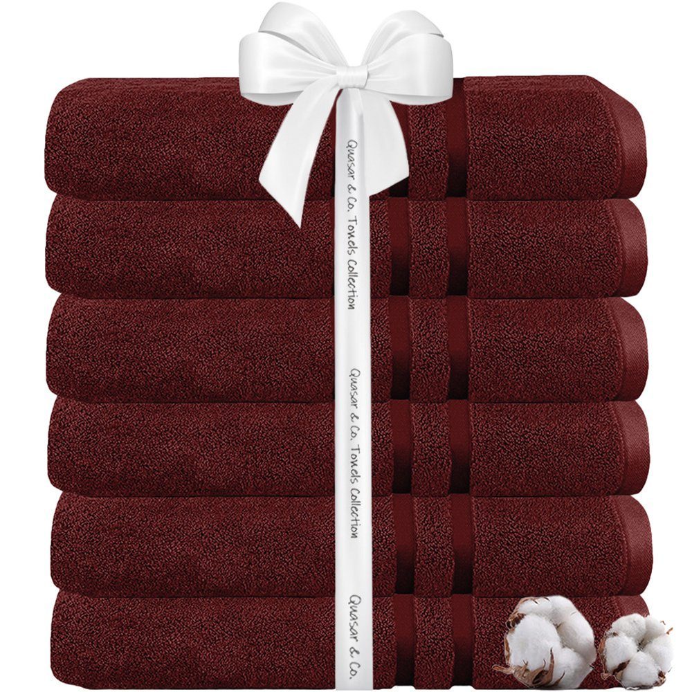 Set 6 prosoape baie Quasar & Co.®, 100% bumbac, 450 g/mp, 70 x 140 cm, visiniu
