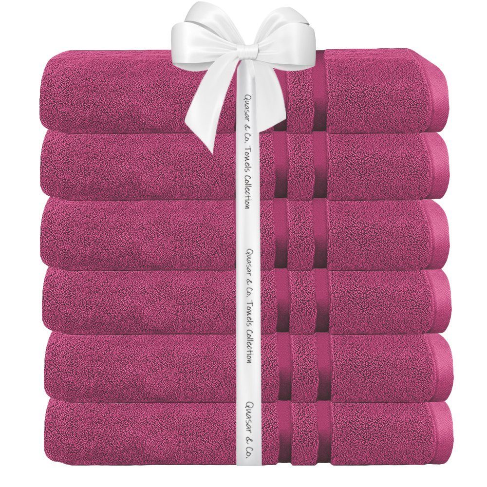 Set 6 prosoape baie Quasar & Co.®, 100% bumbac, 450 g/mp, 50 x 90 cm, fucsia 3