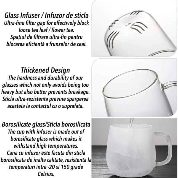 Set 2 cani cu infuzor si capac bambus, Quasar & Co.®, 2 x 500 ml, sticla termorezistenta, transparenta - imagine 8
