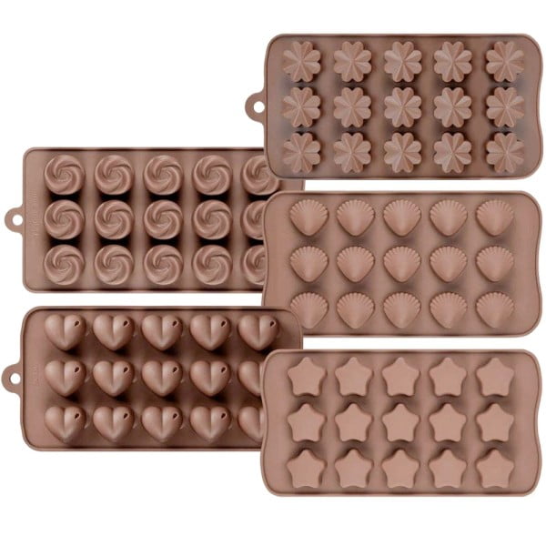Set 5 forme silicon pentru ciocolata, Quasar & Co.®, 150 matrite bomboane sau cuburi de gheata, 20 x 10 x 1.5 cm, maro Forme prajituri 2024-05-08 2