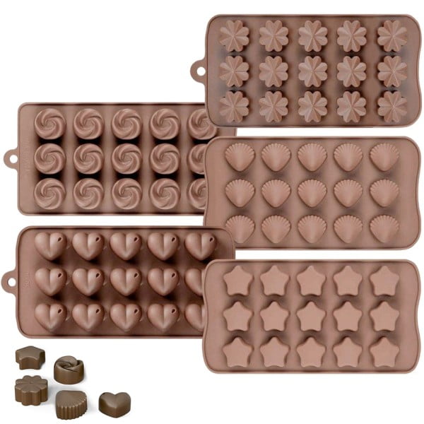 Set 5 forme silicon pentru ciocolata, Quasar & Co.®, 150 matrite bomboane sau cuburi de gheata, 20 x 10 x 1.5 cm, maro Forme prajituri 2024-05-08