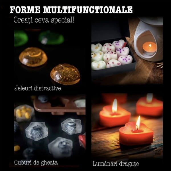 Set 5 forme silicon pentru ciocolata, Quasar & Co.®, 150 matrite bomboane sau cuburi de gheata, 20 x 10 x 1.5 cm, maro - imagine 8