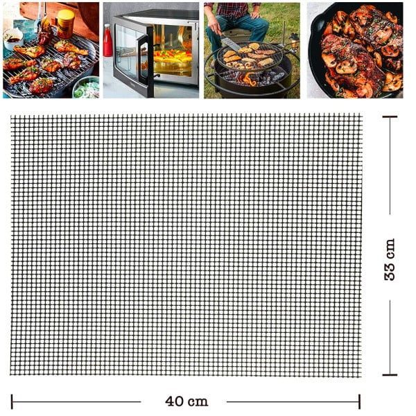Set 5 folii gratar, Quasar & Co.®, perforate pentru scurgere grasime, antiaderente, rezistente la temperaturi inalte, 40 x 33 cm, negru - imagine 3