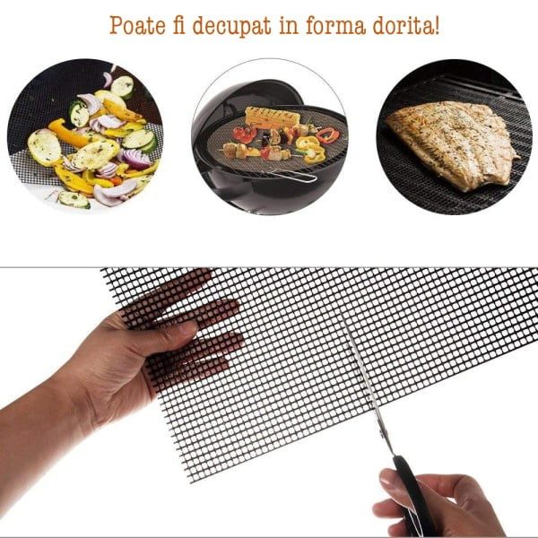 Set 5 folii gratar, Quasar & Co.®, perforate pentru scurgere grasime, antiaderente, rezistente la temperaturi inalte, 40 x 33 cm, negru - imagine 5