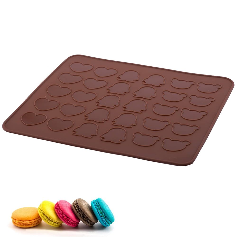 Tava copt macarons, Quasar & Co.®, 30 de forme, 10 x ursulet, 10 x pinguin, 10 x inima, pentru prajituri/fursecuri, rezistente la temperaturi de pana la 250 grade C,  28.5 x 25.5 cm 2