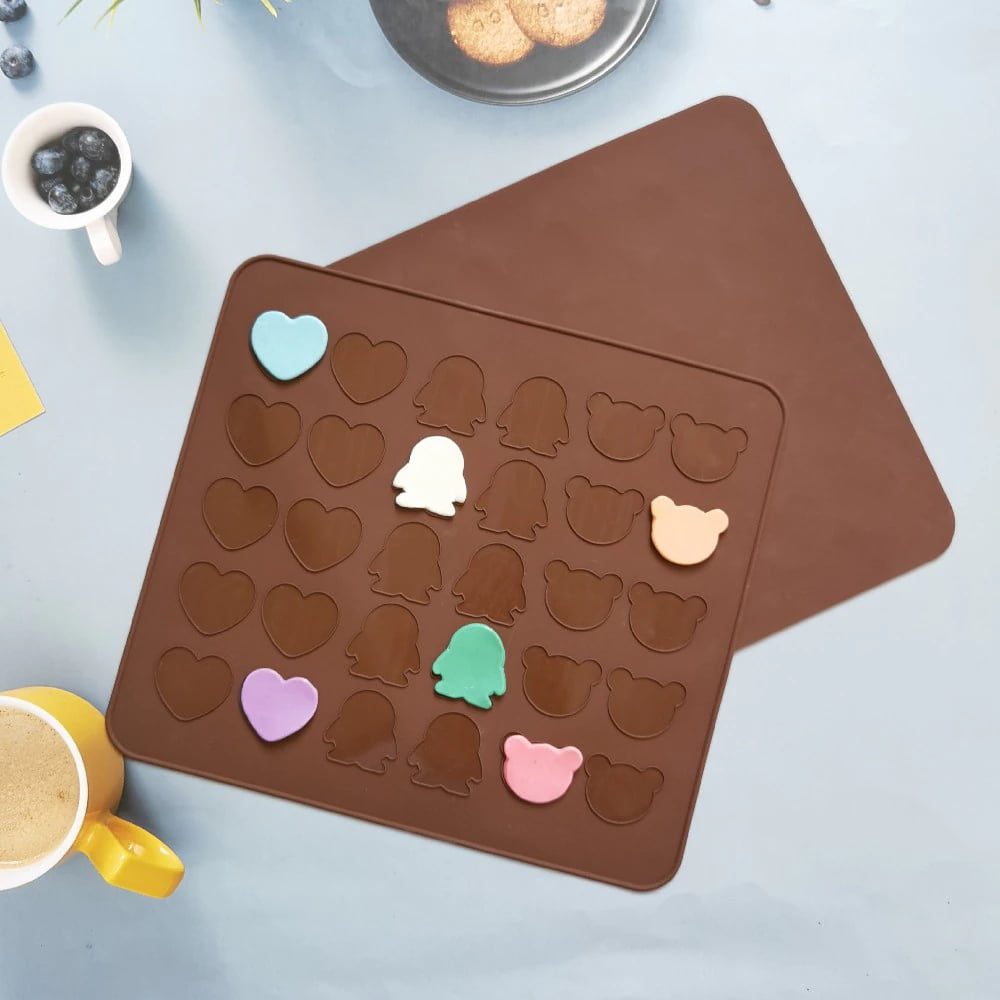 Tava copt macarons, Quasar & Co.®, 30 de forme, 10 x ursulet, 10 x pinguin, 10 x inima, pentru prajituri/fursecuri, rezistente la temperaturi de pana la 250 grade C,  28.5 x 25.5 cm 6