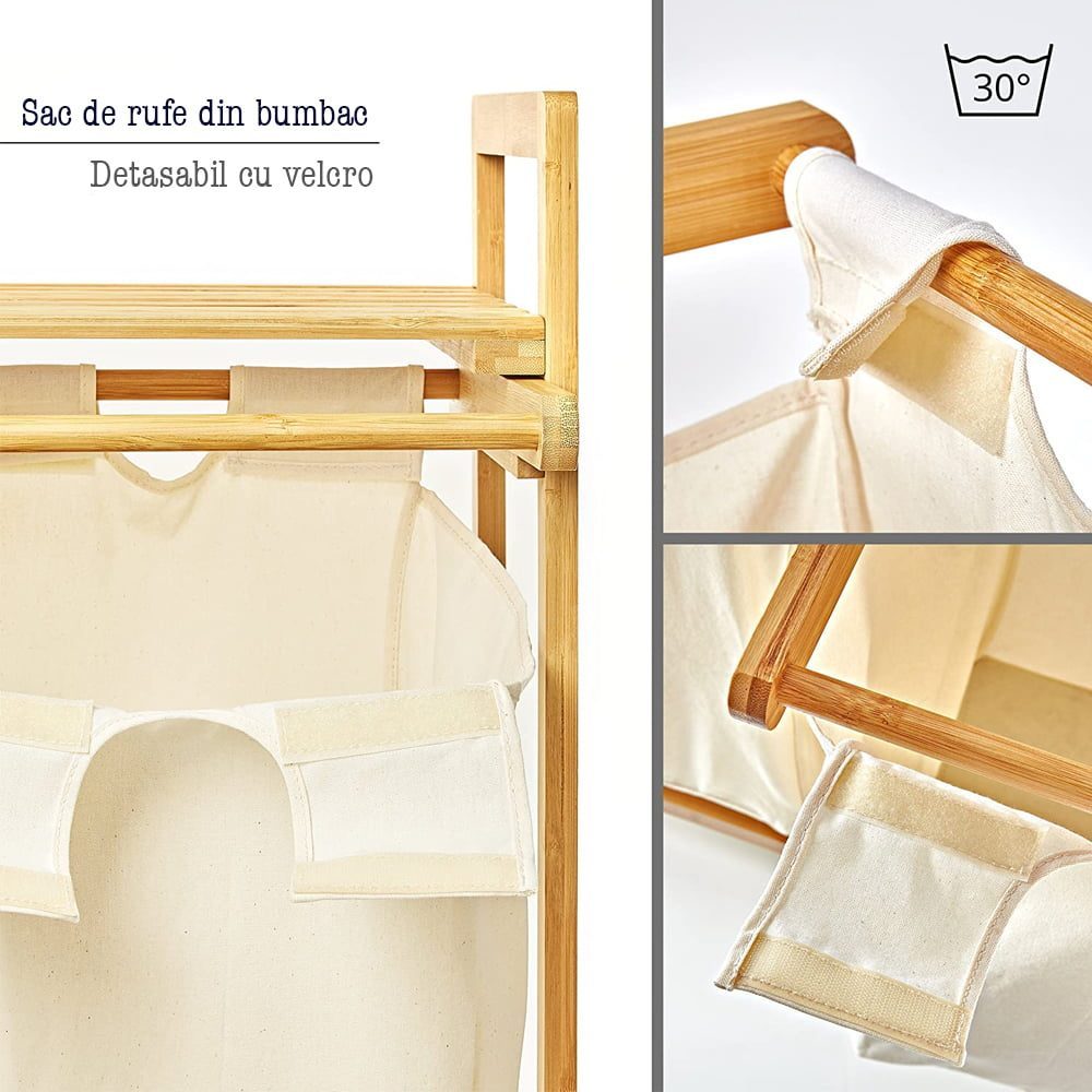 Cos de rufe, Quasar & Co.®, 2 compartimente si raft superior, bambus, natur 5