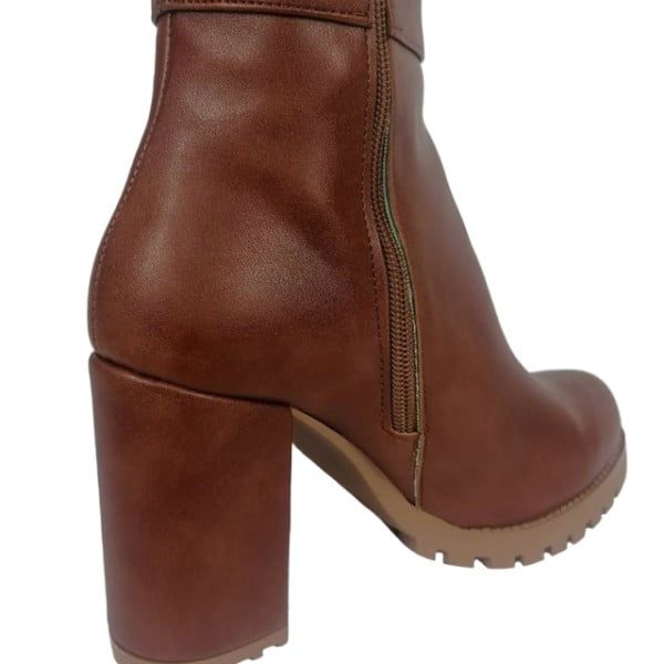 Cizme dama, YDA Collezione, model Anda, varf rotund, cu fermoar, piele ecologica, 48 cm inaltime, toc 9,5 cm, marimea 37, maro - imagine 4