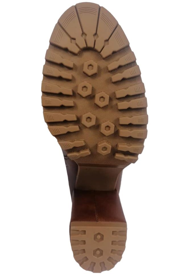 Cizme dama, YDA Collezione, model Anda, varf rotund, cu fermoar, piele ecologica, 48 cm inaltime, toc 9,5 cm, marimea 37, maro 5
