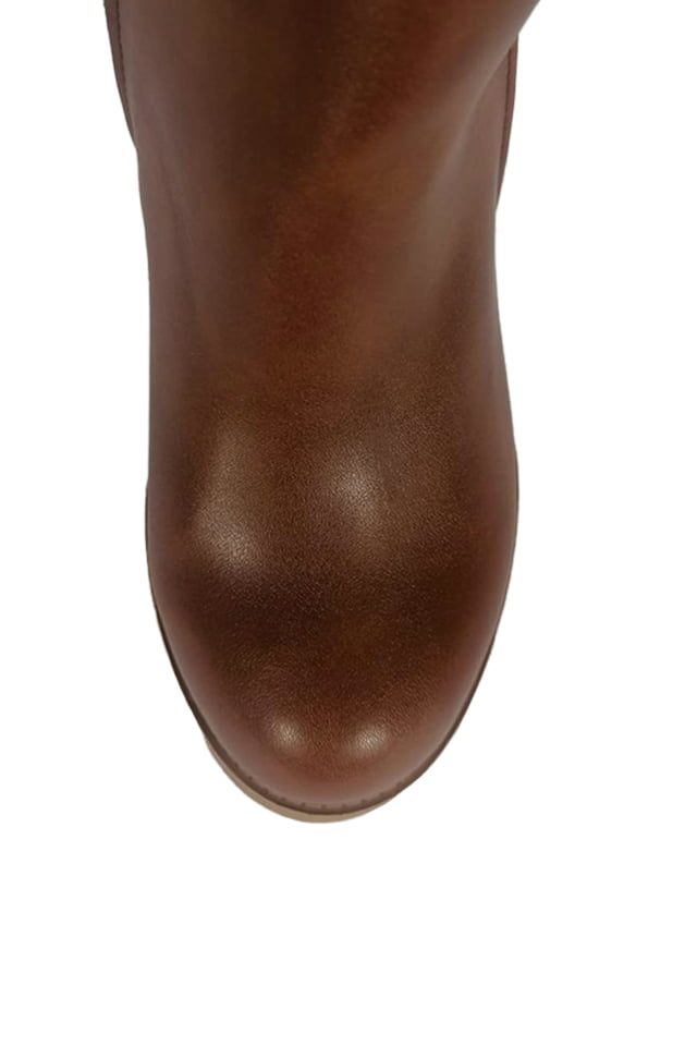 Cizme dama, YDA Collezione, model Anda, varf rotund, cu fermoar, piele ecologica, 48 cm inaltime, toc 9,5 cm, marimea 37, maro 6