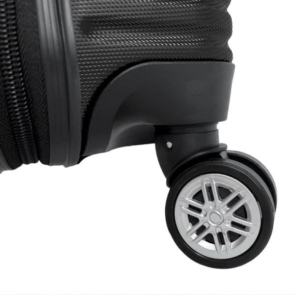 Troler Mediu, Quasar & Co.®, Model Air Circle, 4 roti 360 grade, cifru, maner telescopic, ABS, 66 x 44 x 26 cm, negru - imagine 5