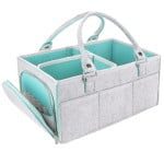 Geanta organizator scutece si accesorii copii/bebelusi, Quasar & Co.®, 3 compartimente si 8 buzunare, fetru, 38 x 26 x 18 cm, gri-turcoaz 7 Geanta organizator scutece si accesorii copii/bebelusi, Quasar & Co.®, 3 compartimente si 8 buzunare, fetru, 38 x 26 x 18 cm, gri-turcoaz 7