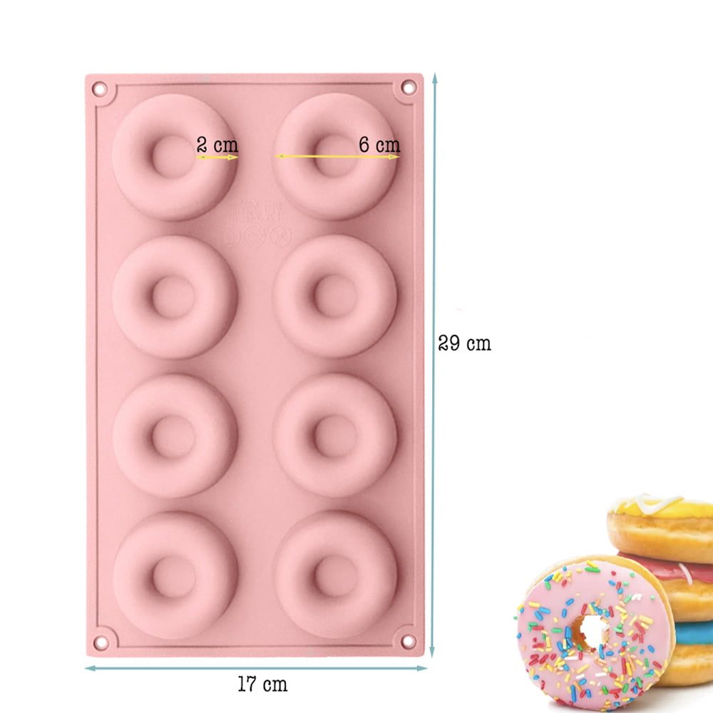 Set 3 forme de copt din silicon pentru 8 gogosi Ø6 cm, Quasar & Co.®, termorezistente pana la 230 grade C, 29 x 17 x 2 cm, verde mint/roz 4