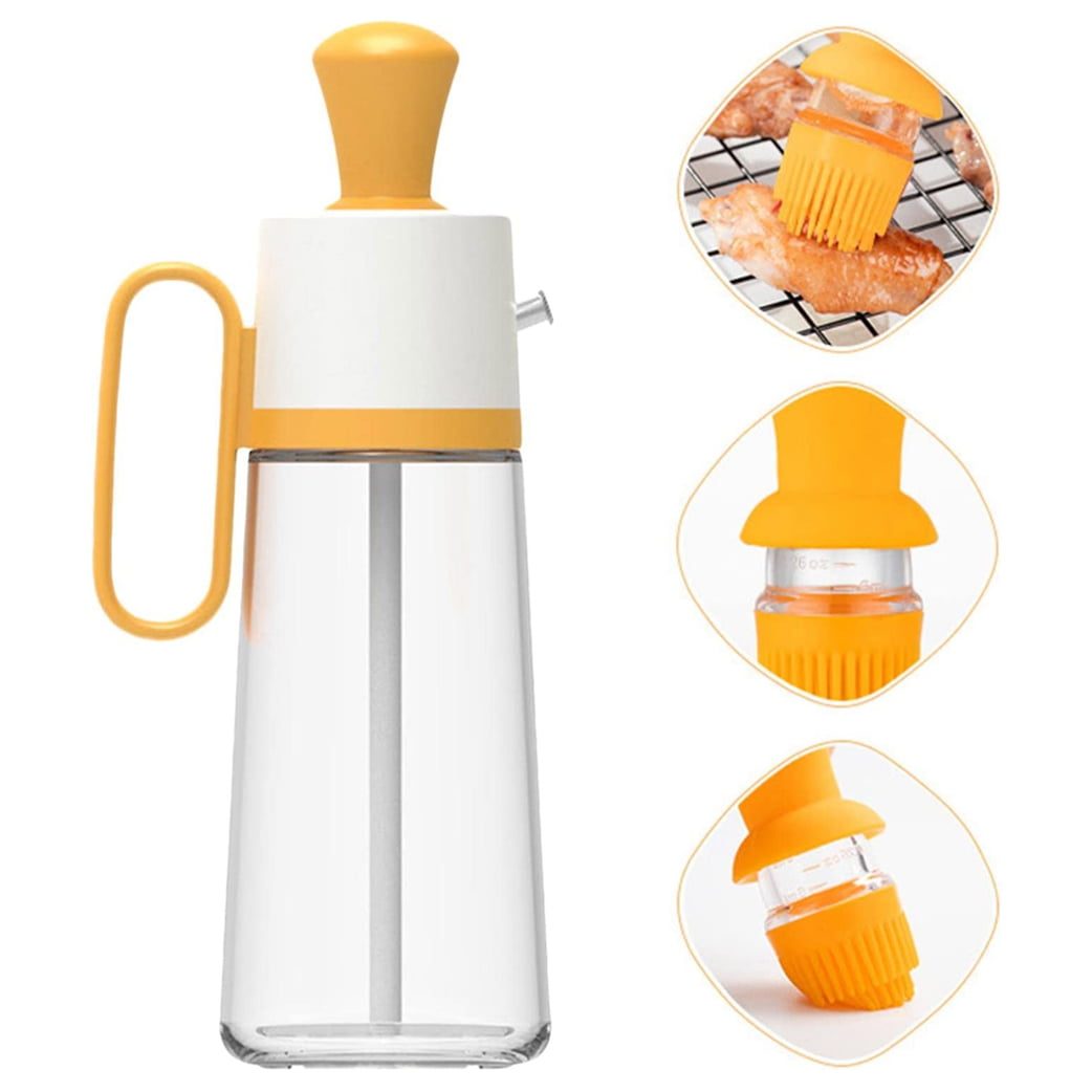 Oliviera Quasar & Co.®, cu perie dozatoare gradata si picurator, pentru ulei/otet/sosuri, din sticla, 550 ml, galben 2 Oliviera Quasar & Co.®, cu perie dozatoare gradata si picurator, pentru ulei/otet/sosuri, din sticla, 550 ml, galben 2