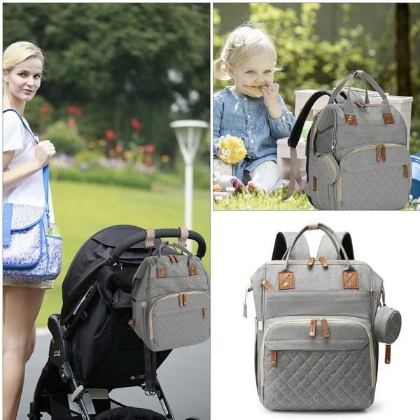 Geanta/rucsac, Quasar & Co.®, cu port USB si 14 compartimente, textil, 40 x 30 x 14 cm, gri - imagine 6
