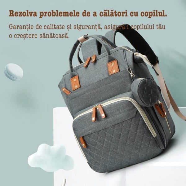 Geanta/rucsac, Quasar & Co.®, cu port USB si 14 compartimente, textil, 40 x 30 x 14 cm, gri - imagine 8