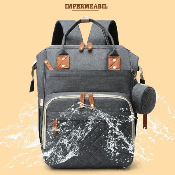 Geanta/rucsac, Quasar & Co.®, cu port USB si 14 compartimente, textil, 40 x 30 x 14 cm, gri - imagine 9