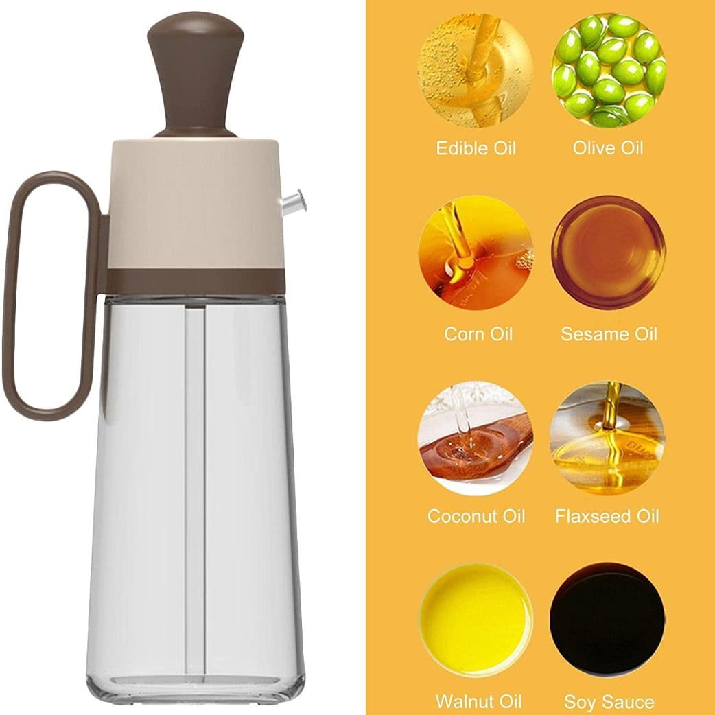 Oliviera Quasar & Co.®, cu perie dozatoare gradata si picurator, pentru ulei/otet/sosuri, din sticla, 550 ml, maro 3