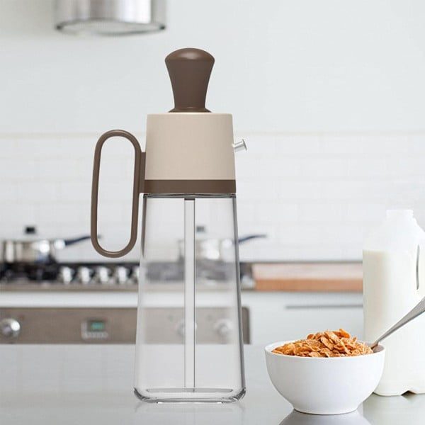 Oliviera Quasar & Co.®, cu perie dozatoare gradata si picurator, pentru ulei/otet/sosuri, din sticla, 550 ml, maro - imagine 4