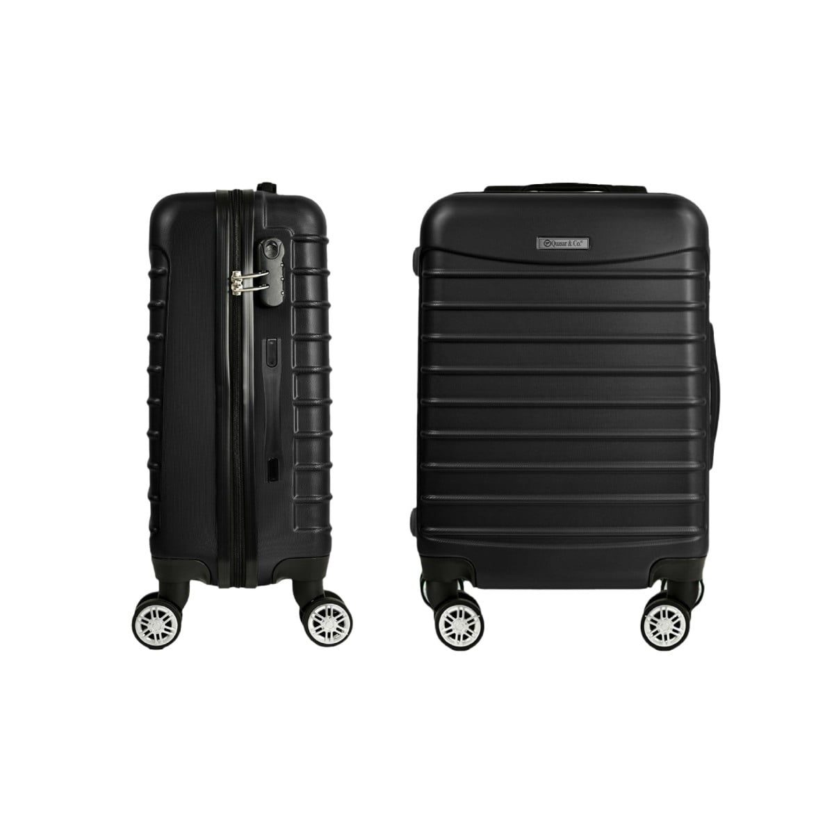 Troler Mediu, Quasar & Co.®, Model Line, 4 roti duble cu rotatie 360°, maner telescopic, cifru, 66 x 44 x 26 cm, ABS, negru 2 Troler Mediu, Quasar & Co.®, Model Line, 4 roti duble cu rotatie 360°, maner telescopic, cifru, 66 x 44 x 26 cm, ABS, negru 2