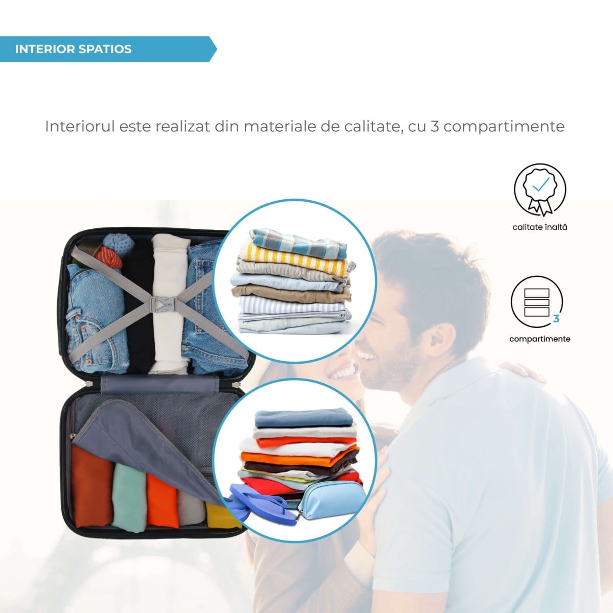 Troler Mediu, Quasar & Co.®, Model Line, 4 roti duble cu rotatie 360°, maner telescopic, cifru, 66 x 44 x 26 cm, ABS, negru 7 Troler Mediu, Quasar & Co.®, Model Line, 4 roti duble cu rotatie 360°, maner telescopic, cifru, 66 x 44 x 26 cm, ABS, negru 7