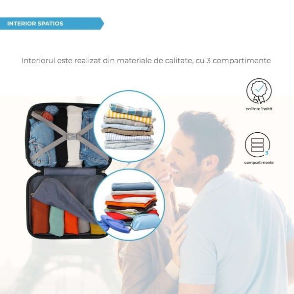 Set 3 trolere, Quasar & Co.®, Model Compatible Air, ABS, negru, Mic/Mediu/Mare - imagine 6