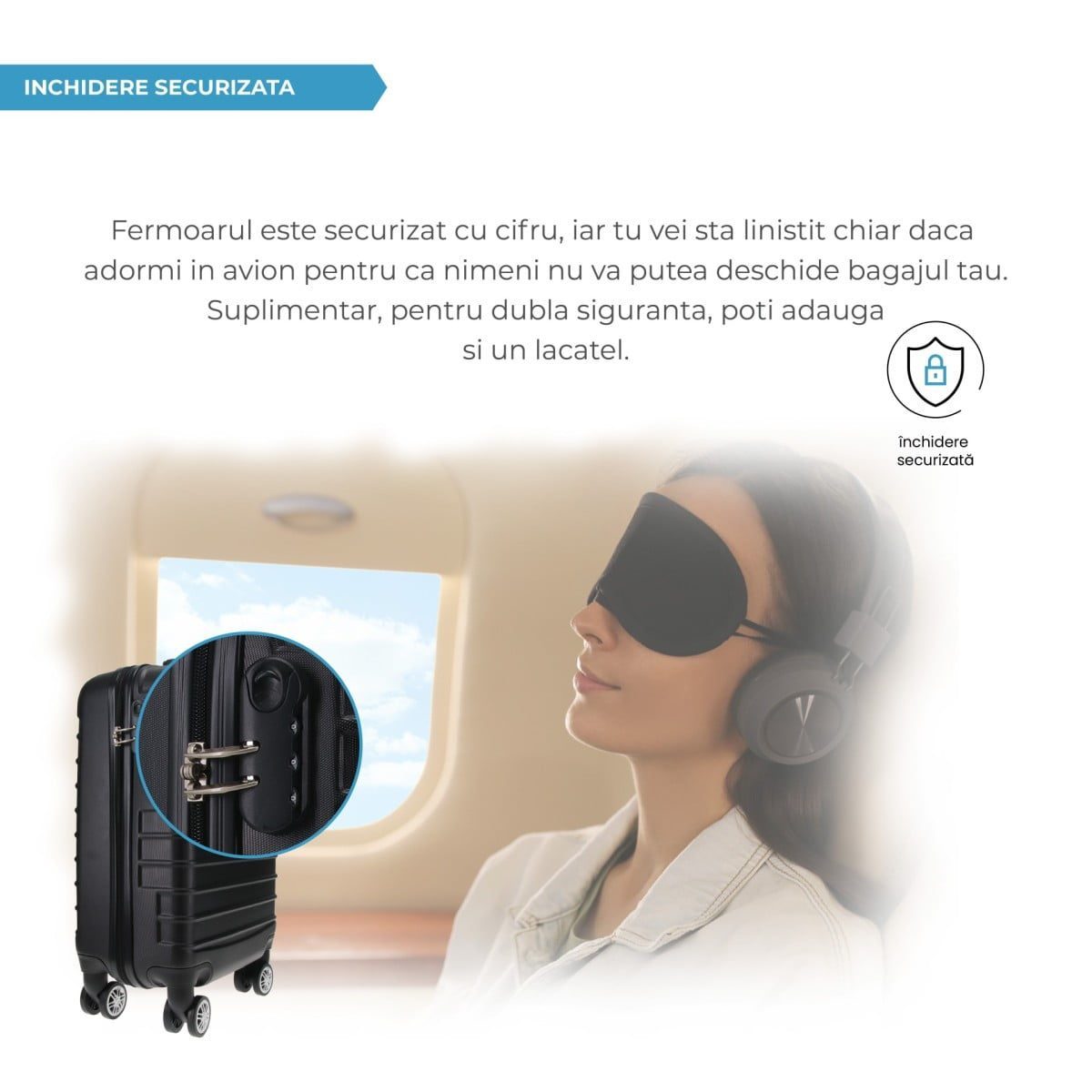 Set 3 trolere, Quasar & Co.®, Model Compatible Air, ABS, negru, Mic/Mediu/Mare 7 Set 3 trolere, Quasar & Co.®, Model Compatible Air, ABS, negru, Mic/Mediu/Mare 7