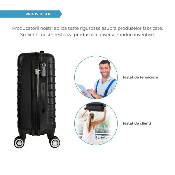 Set 3 trolere, Quasar & Co.®, Model Compatible Air, ABS, negru, Mic/Mediu/Mare - imagine 10