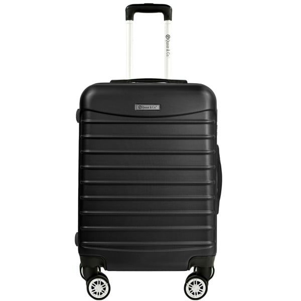Troler Mediu, Quasar & Co.®, Model Line, 4 roti duble cu rotatie 360°, maner telescopic, cifru, 66 x 44 x 26 cm, ABS, negru - imagine 3