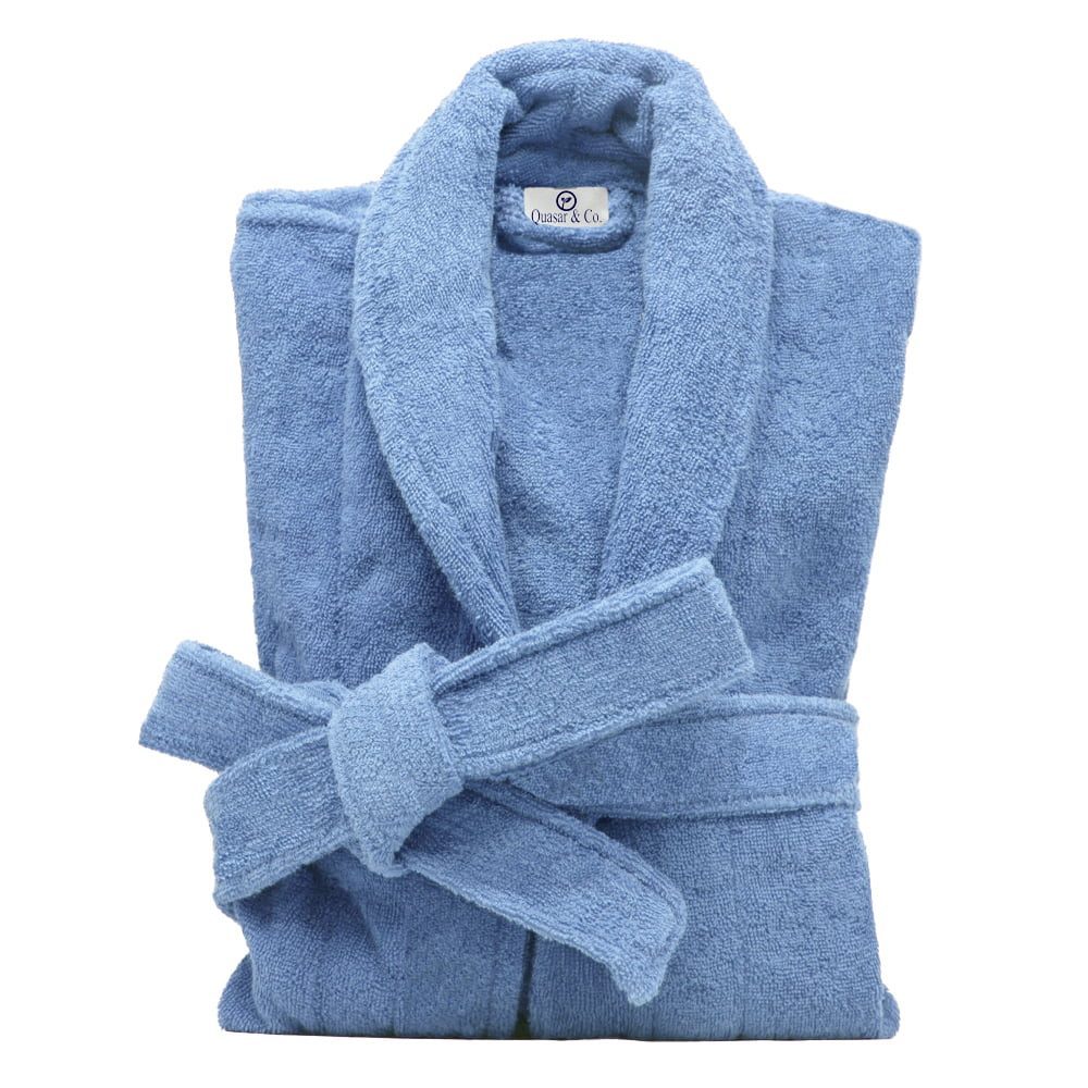Halat de baie Quasar & Co.®, 550 g/mp, hotel quality, unisex, 100% bumbac, S/M, albastru 3