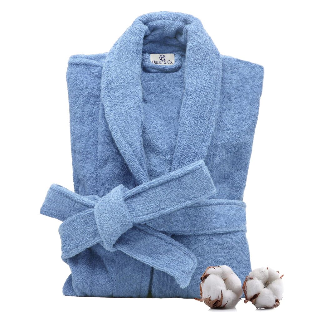 Halat de baie Quasar & Co.®, 550 g/mp, hotel quality, unisex, 100% bumbac, S/M, albastru 2