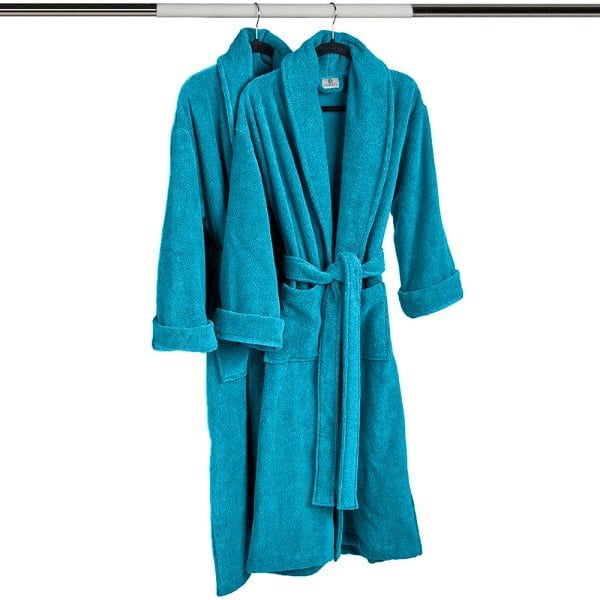 Halat de baie Quasar & Co.®, 550 g/mp, hotel quality, unisex, 100% bumbac, S/M, turcoaz - imagine 9