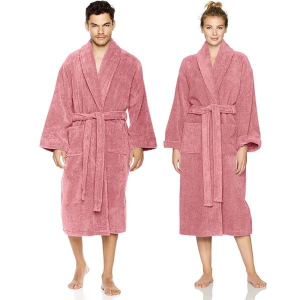 Halat de baie Quasar & Co.®, 550 g/mp, hotel quality, unisex, 100% bumbac, S/M, corai - imagine 5