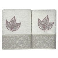 Set 2 prosoape, Quasar & Co.®, model Luxury F, broderie si banda tesuta, 100% bumbac, 450 g/mp, 50 x 90/70 x 140, alb 6