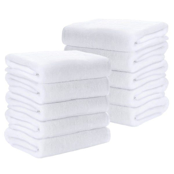 Set 10 prosoape baie corp, Kottony, model Horeca Clasic, 100% bumbac, 400 g/mp, 70 x 140 cm, alb - imagine 2