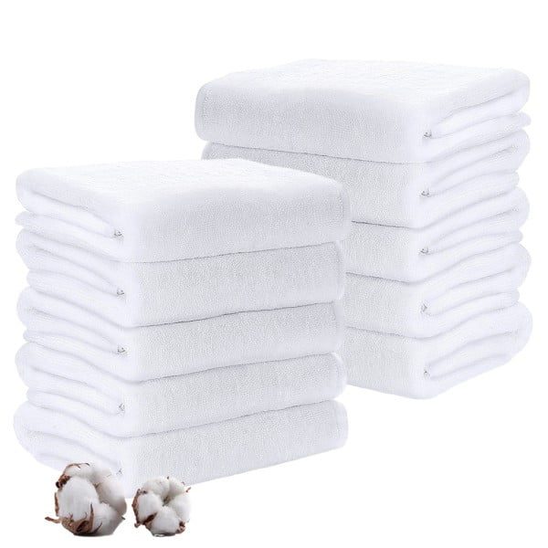 Set 10 prosoape baie corp, Kottony, model Horeca Clasic, 100% bumbac, 400 g/mp, 70 x 140 cm, alb - imagine 1