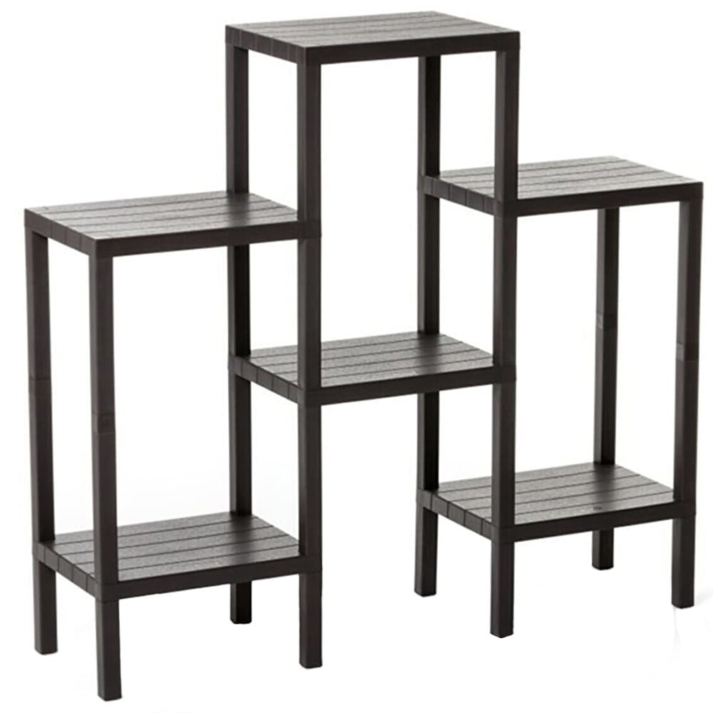 42026363-1 Raft universal, Quasar & Co.®, etajera cu 6 polite si 4 moduri diferite de montare, polipropilena, 108 x 100 x 29 cm, maro
