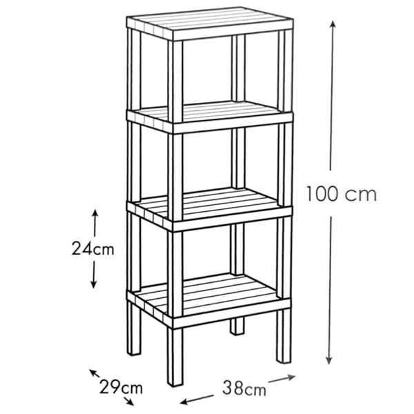 Set 2 rafturi universale, Quasar & Co.®, etajere cu 4 polite, polipropilena, 100 x 38 x 29 cm, maro - imagine 4